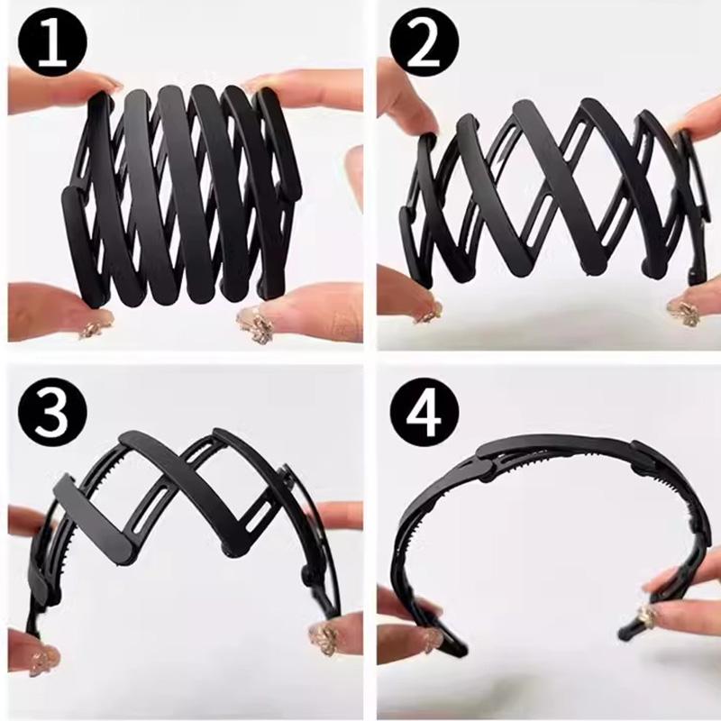 2 шт., удобная складная однотонная пластиковая повязка для волос для женщин и девочек, дорожная эластичная повязка на голову, повязка на голову, новинка, аксессуары для волос