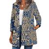 Autumn Winter Women's Vintage Ethnic Floral Printed Long Sleeve Tunic Jackets Ladies Loose Outerwear Chic Top Coat