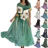 Women's Casual Loose Bohemian Floral Print Short Sleeve Dress