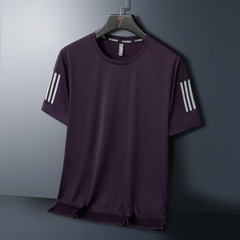 Men's Summer T-Shirt Solid Color Sports Round Neck Short-Sleeve Shirt Comfortable Casual Breathable Quick-Dry Tee