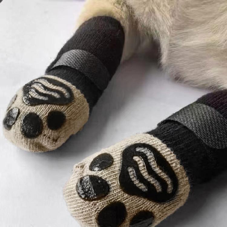 2 пары носков для собак, чехлы для лап, зимняя обувь для питомцев, нескользящая подошва, уличные ботинки