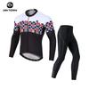 Mens Cycling Jersey Bib Shorts Set Breathable Riding Suit Snow Wolf Design