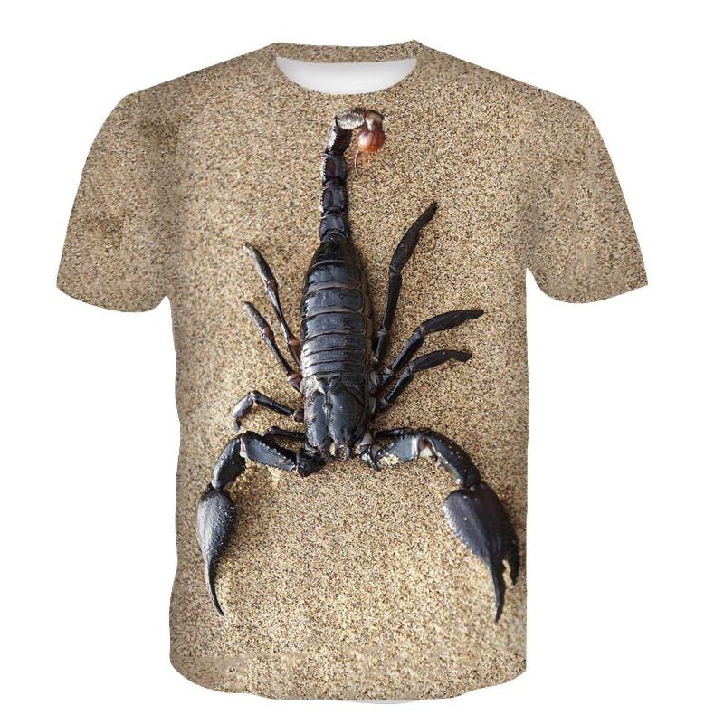 Летний забавный скорпион 3D печать мужчины женщины дети короткий рукав хип-хоп уличная одежда дышащие легкие топы фитнес