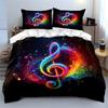 Rainbow Musical Note Design Bedding Duvet Cover Set  (1*Duvet Cover 2*Pillowcases, without duvet insert)
