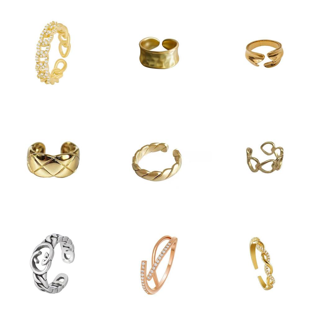 «Корейский модный геометрический открытый набор колец»: Роскошная ниша для указательного пальца и мизинца"