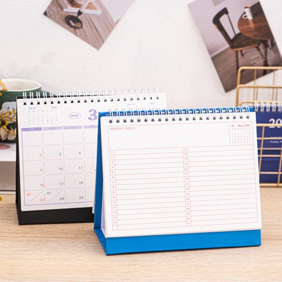 2025 Small Desk Calendar Standing Flip Desktop Calendar Monthly Planner Time Management Organizer for Home Office School