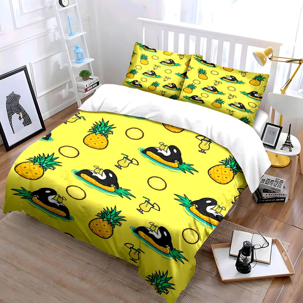 Penguin Pineapple Fun Decor Bedding Duvet Cover Set Duvet Cover Pillowcases (1 * Duvet Cover 2 * Pillowcases, without duvet insert)