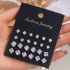 12 Pair/Lot White Shiny Wedding Stud Earrings Set for Women Party Crystal Jewelry Accessories Fashion Charmer Jewelry Earrings