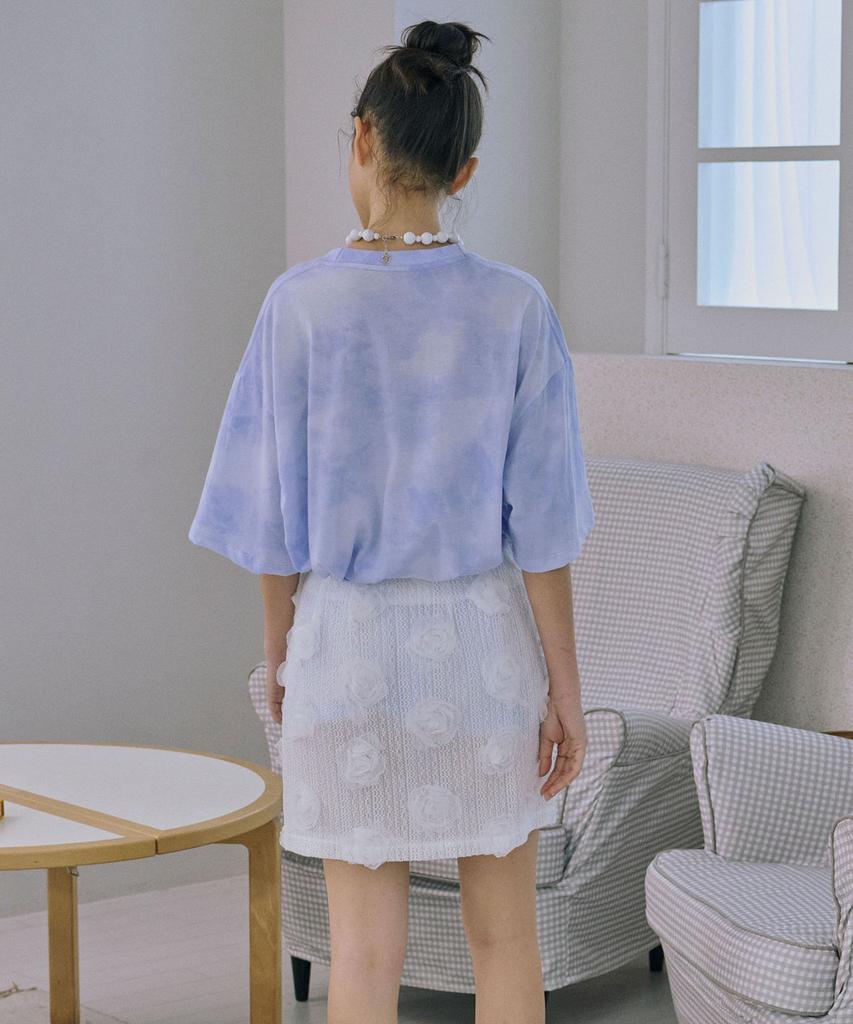 Jun Jun Space Flower Appliqué Mini Skirt_White