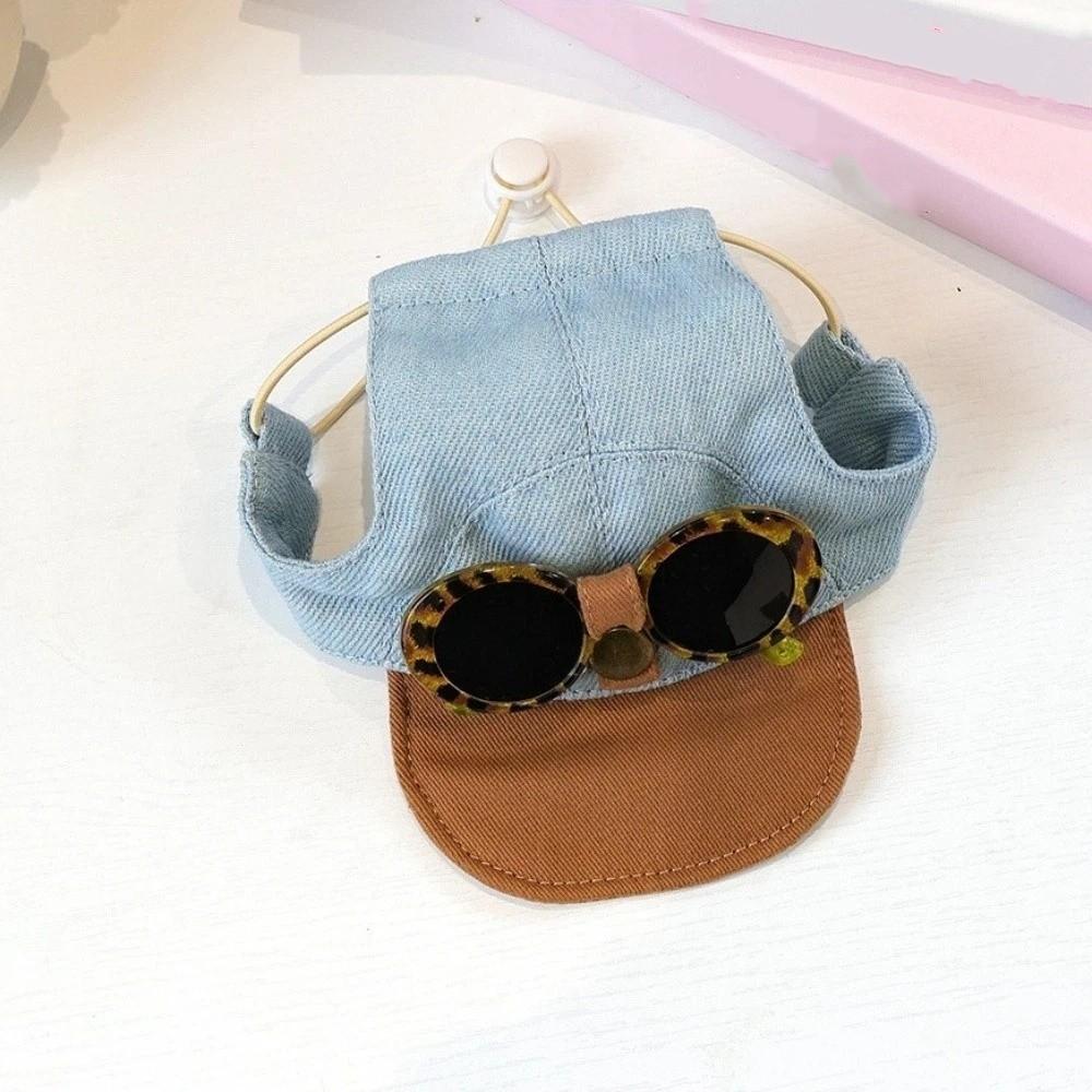 Korean Style Dog Sun Hat with Sunglasses Denim Cap Puppy Baseball Cap  Beach Activities