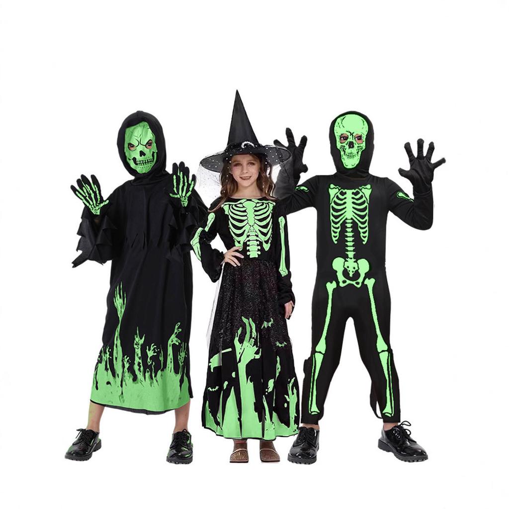 Halloween children cos dress up scythe luminous grim skeleton halloween party dress up