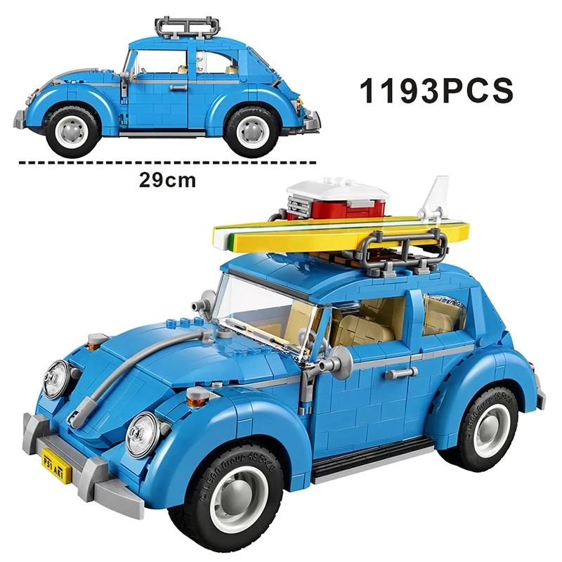 Технические классические строительные блоки для автомобиля Blue Beetle, креативные кирпичи для модели автомобиля Beetle, игрушки для детей, подарки на день рождения