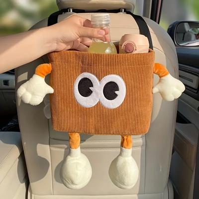 Автомобильное мусорное ведро Коробка для салфеток Мультяшное 2-в-1 Ведро для хранения зонтов в автомобиле Подвесная сумка для хранения на спинку сиденья Подстаканник для заднего сиденья Держатель