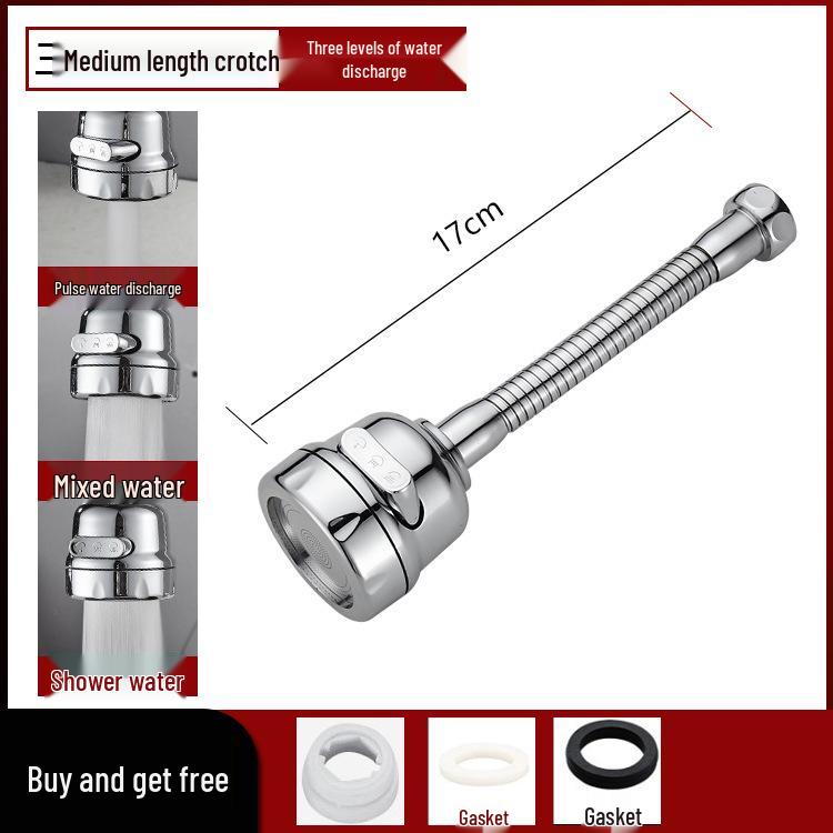 Universal Faucet Extension Tube with Shower Head, Kitchen Filter, and Aerator for Pressurized Water Flow