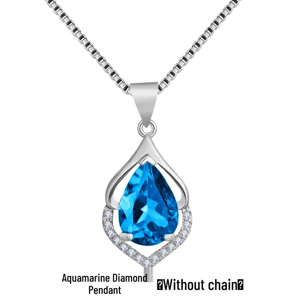 Корейское серебряное ожерелье с аметистом в форме капли на ключицу