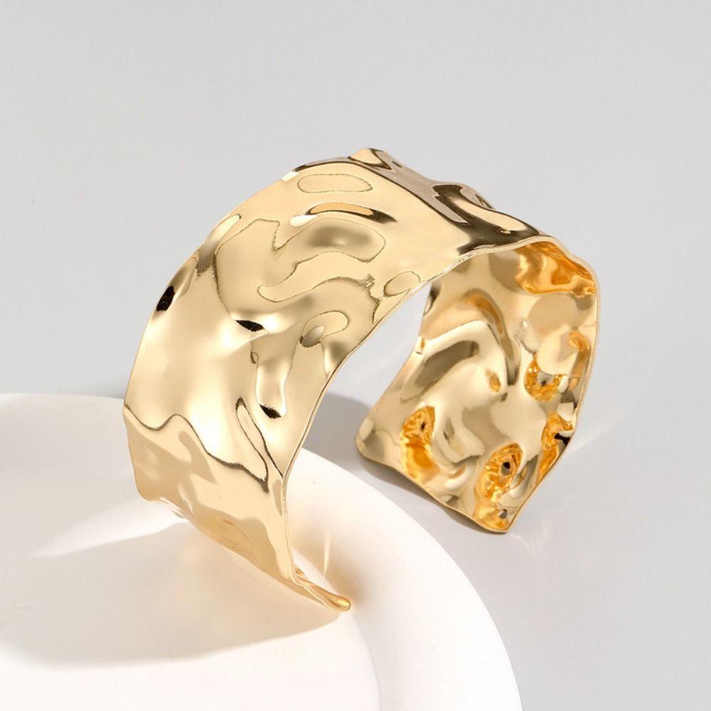 Europe American Style Wide Open Bangle Metal Exaggerated Bracelet Simple Cuff Bangles Girls