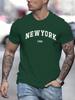 Men's Summer Fashionable Casual Loose Plus Size New York Usa 3D Printed Slim Fit Sports Round Neck Short Sleeved Mens T-shirt