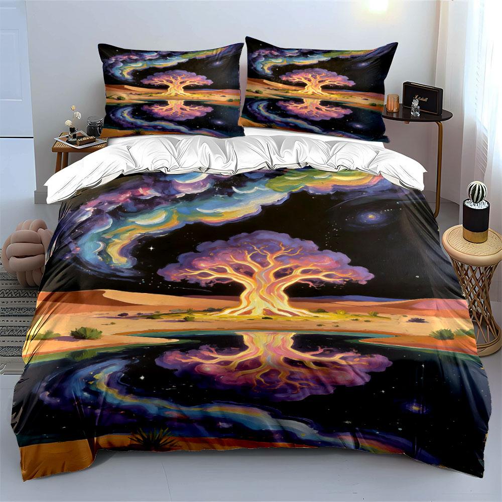 Glowing tree with reflection. Bedding sets Duvet cover sets Duvet covers Pillowcases(1 * Duvet Cover 2 * Pillowcases without duvet insert)