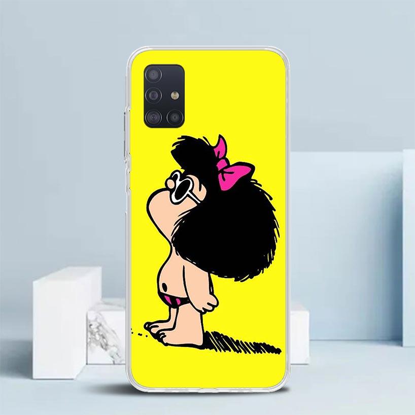 Cartoon Cute Mafalda Soft Cover for Samsung Galaxy A12 A22 A32 A52 A72 A02S Phone Case Note 20 Ultra 10 S10 Plus A51 A71 A50S A2
