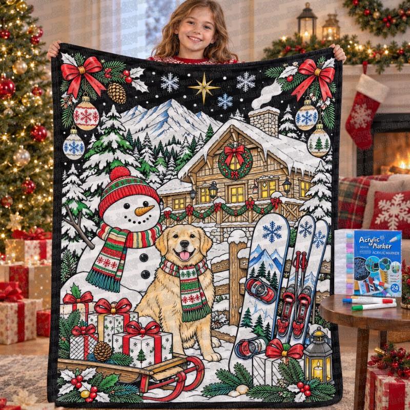 Santa Claus Coloring Flannel Blanket 2026 All Season Office Nap Soft