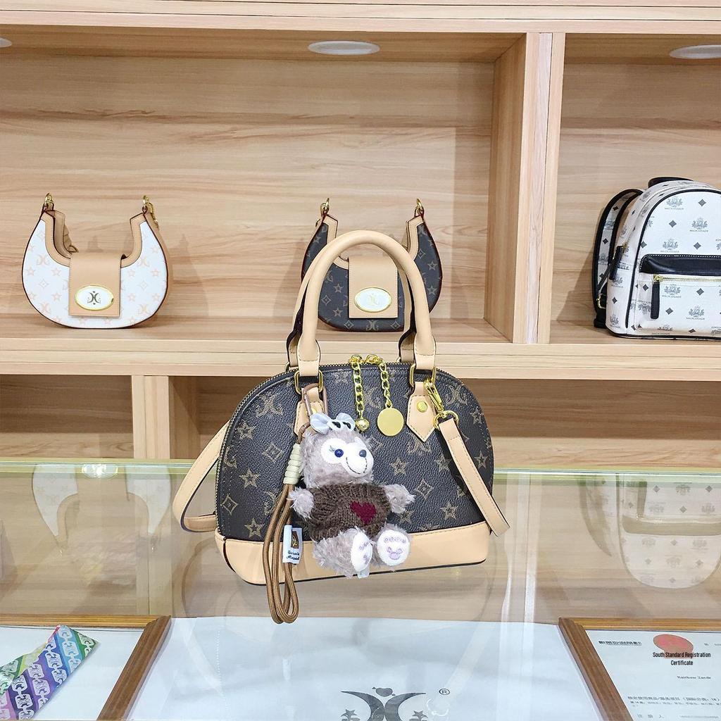 High-End Vintage Monogram Shell Crossbody: 2025 Influencer Chic Colorblock Handbag