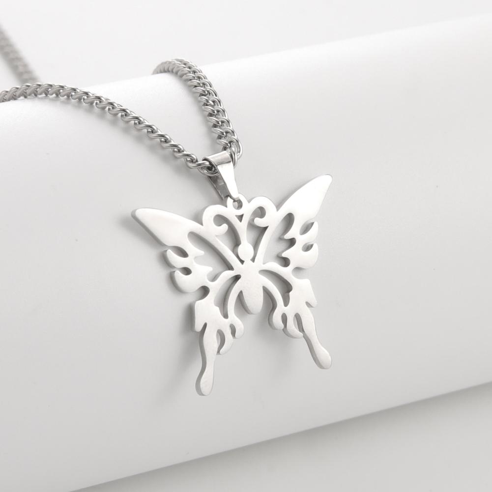 Trend Butterfly Hollow Pendant Necklace for Women Choker Stainless Steel Necklace Jewelry Mother's Day Gifts