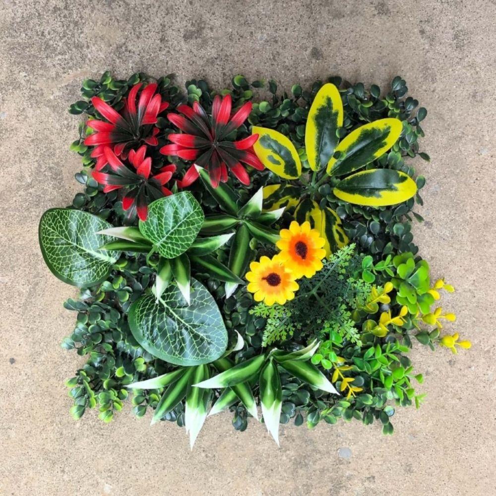UV Protection Artificial Plant Wall Panel Sunflower Artificial Fern Grass Privacy Screen