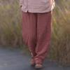 Johnature Женские зимние широкие брюки, хлопковые льняные теплые брюки, однотонные, эластичные, с карманами на талии, винтажные женские брюки