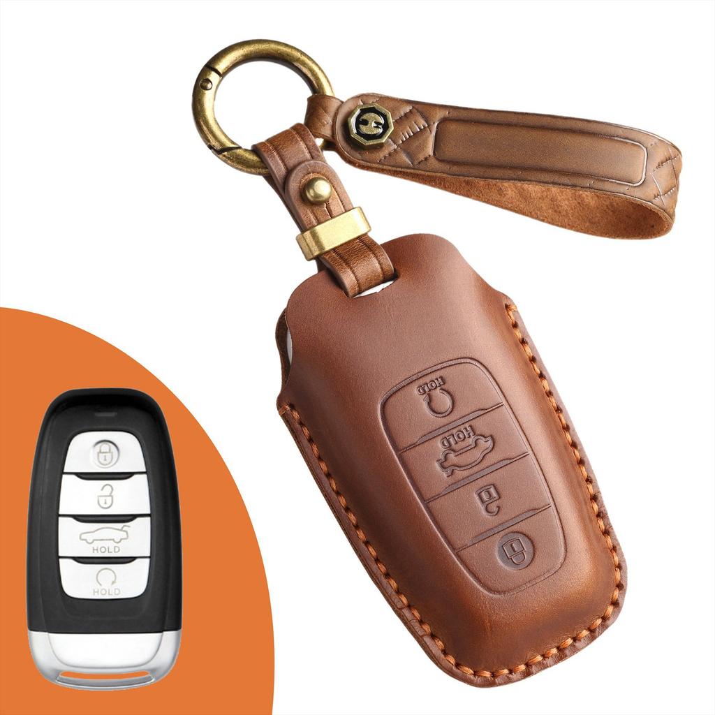 Ретро чехол для ключа подходит для Hongqi h5 h7 старый автомобиль ручной работы кожаный чехол для защиты ключа кольцо.