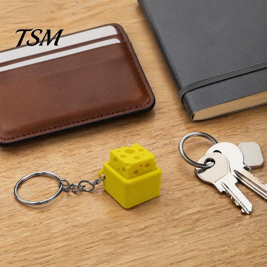 Cheese Fidget Tool 3D Printed Clicker, Mini Square Finger Tactile Feedback Toy Stress Relief Push Keychain, Gift for Students Office Workers Handheld