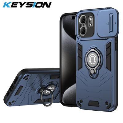 KEYSION Противоударный бронированный чехол для Infinix Hot 50i Silicone+PC Slide Camera Защитное кольцо Подставка для телефона Чехол для Infinix Smart 9