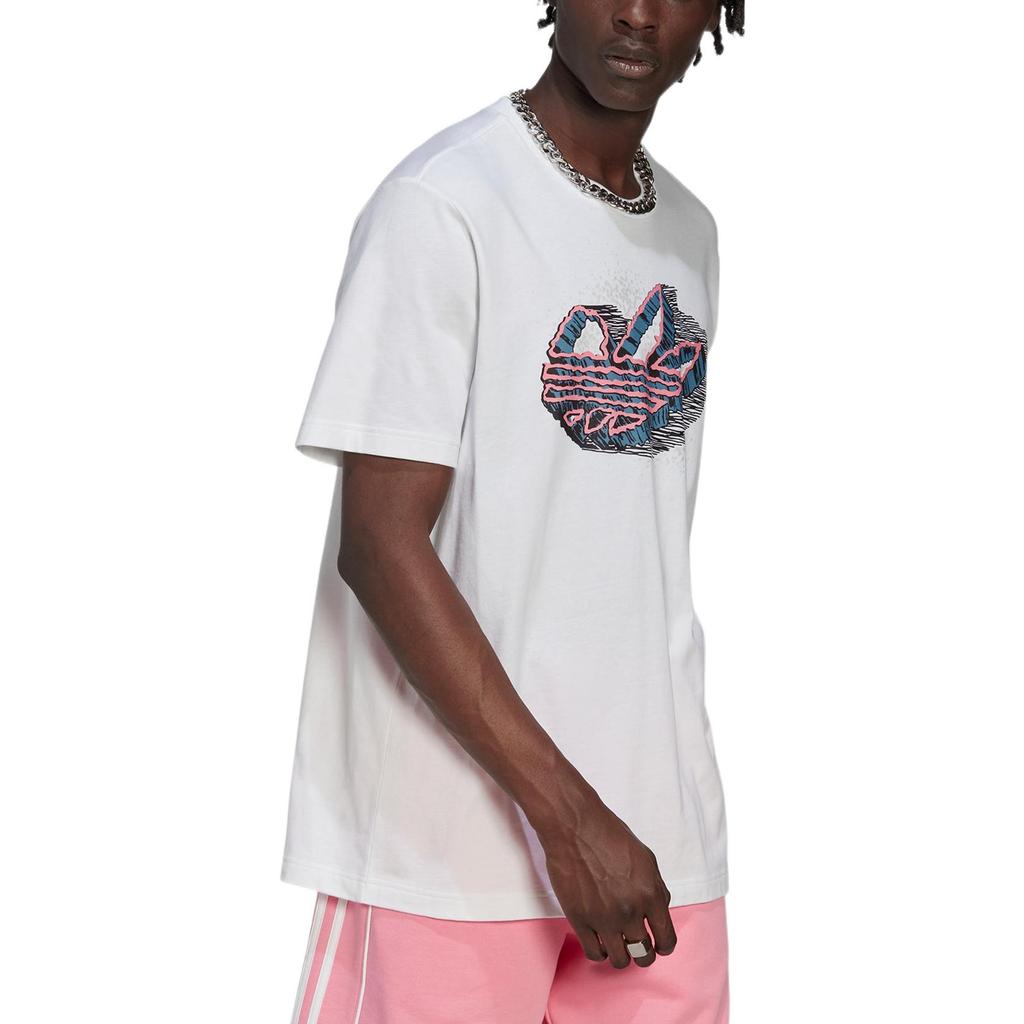 adidas Футболка Originals с круглым вырезом и принтом трилистника спереди, мужская, белая, HK7334