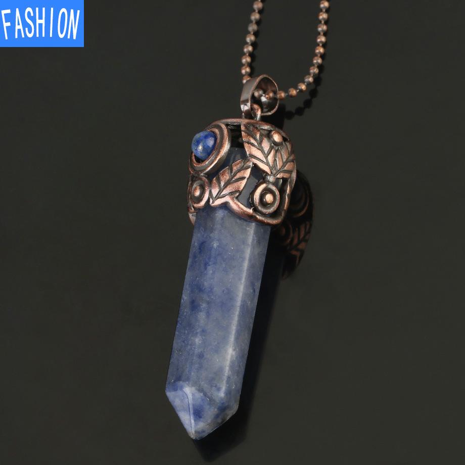 Ожерелье из натурального кристалла с шестиугольной подвеской и аметистом, осеннее и зимнее женское ретро-ожерелье