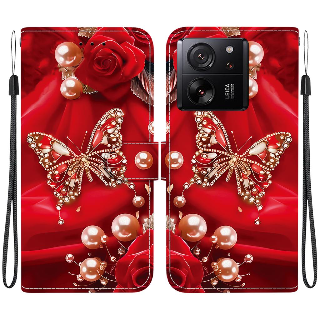 Чехол-книжка из искусственной кожи ручной работы для Xiaomi Redmi K60 Ultra, противоскользящий, противоударный, с ремешком на запястье и дизайном в виде сердца/розы и кошки