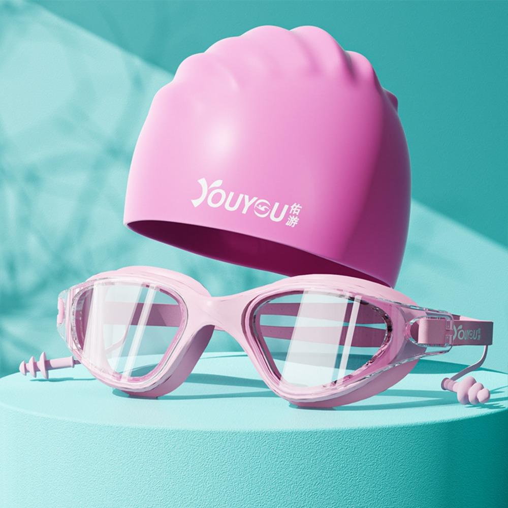 С Зажимом для Носа Набор Взрослых Очков для Плавания Защита от Запотевания Очки для Дайвинга Силиконовая Шапочка для Плавания Лето