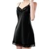 SARADEMUNT Satin Babydoll Half Slip, Camisole, Nightwear, Slip, Petticoat, Innerwear, Women's Dress, Loungewear, 240208-black-L