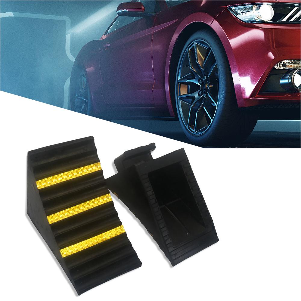 Portable Rubber Wheel Alignment Block Car Wheel Chock Triangular Anti Slip Blocks Parking Wedges For Trailer RV Tire Non Slip