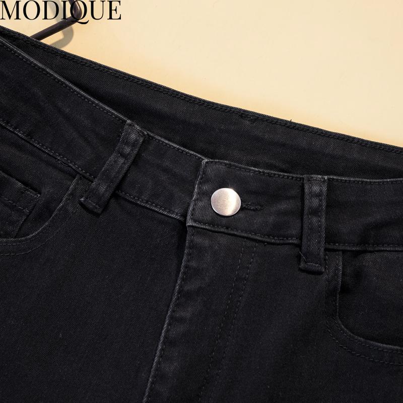 MODIQUE, весенние большие размеры, новые женские свободные винтажные прямые эластичные длинные джинсы с высокой талией, женские повседневные универсальные брюки, брюки