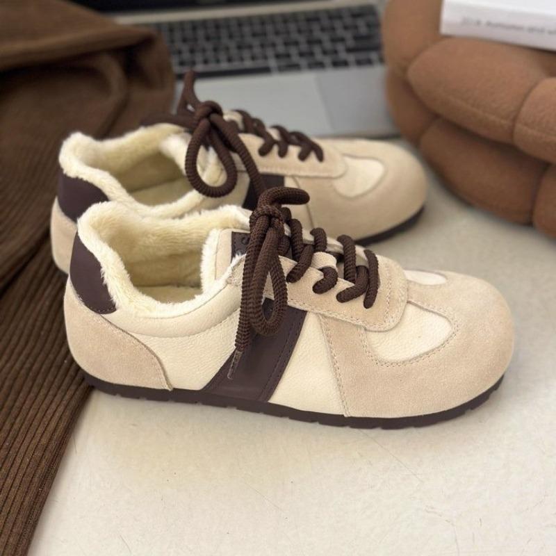 AJGS женские мягкие кожаные туфли плюс бархат теплые повседневные спортивные туфли версия новые шнурованные нескользящие плоские спортивные ботинки для бега