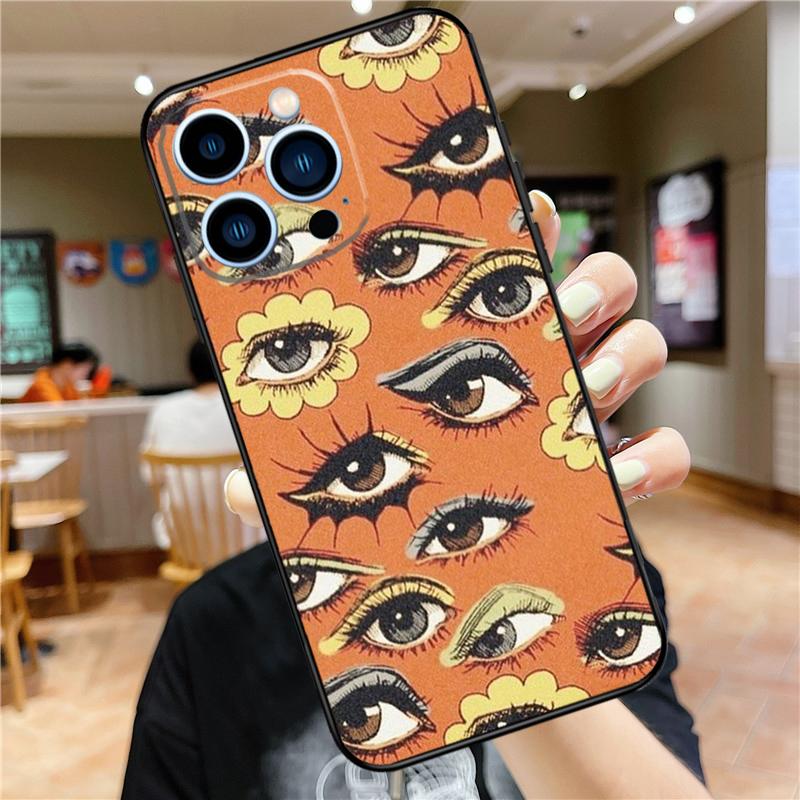 Чехол для телефона с иллюстрацией глаза для iPhone 11 12 13 14 16 15 Pro Max Mini XS X XR 7 8 Plus Мягкий защитный чехол