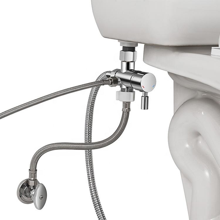 BA0702 Hot and Cold Water Toilet Seat Mixer Bidet Faucet Attachment With Handheld Bidet Sprayer