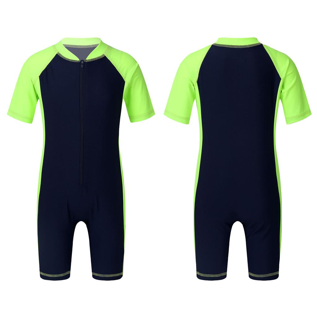 Купальный костюм унисекс для мальчиков и девочек с короткими рукавами и молнией, купальник Rash Guard