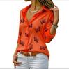 Cotton Butterfly Print Shirt With Spliced Design For Office Wear