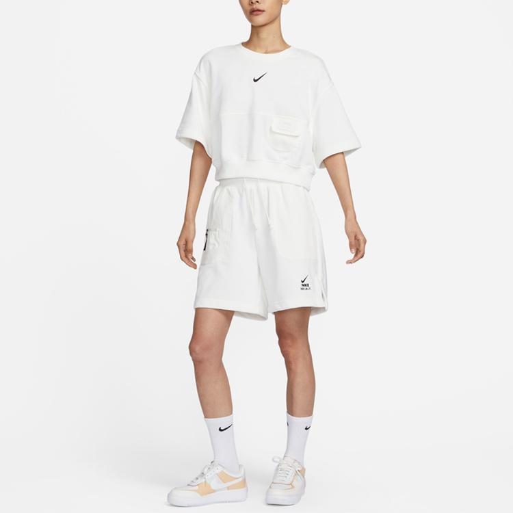 Nike Crop Tops Women's White Crew Neck Moderate DV8039-133