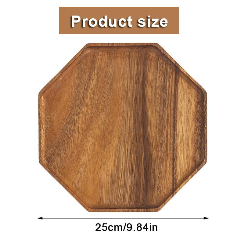 Подносы из акации, сервировочные тарелки, восьмиугольный сервировочный поднос, разделочная доска для фруктового салата, сырная тарелка, подставка для тарелок