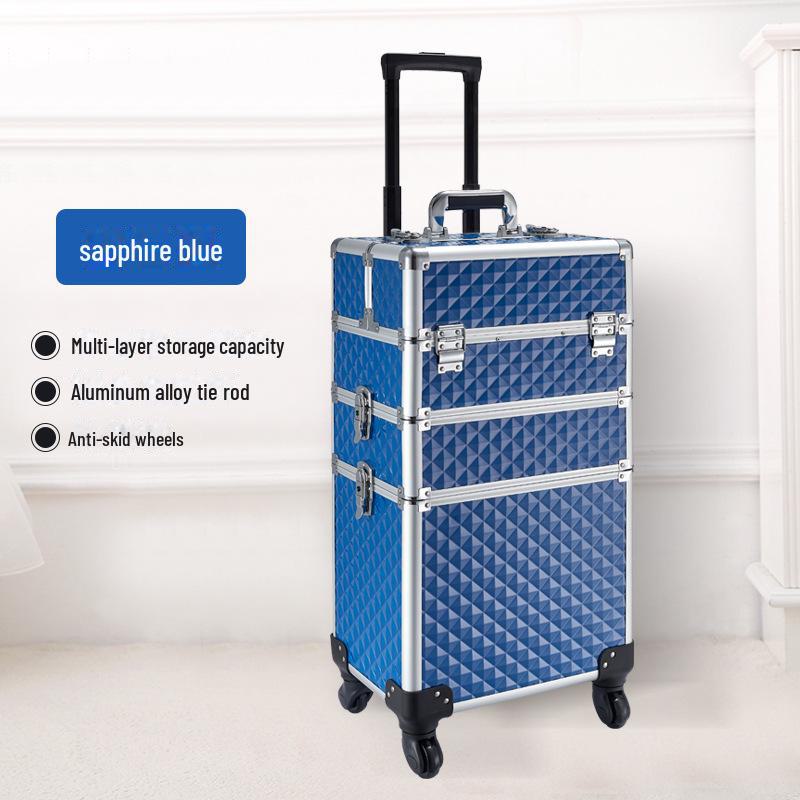 Multifunctional Aluminum Makeup Trolley Case with Large Storage for Artists, Manicure, and Hairdressing