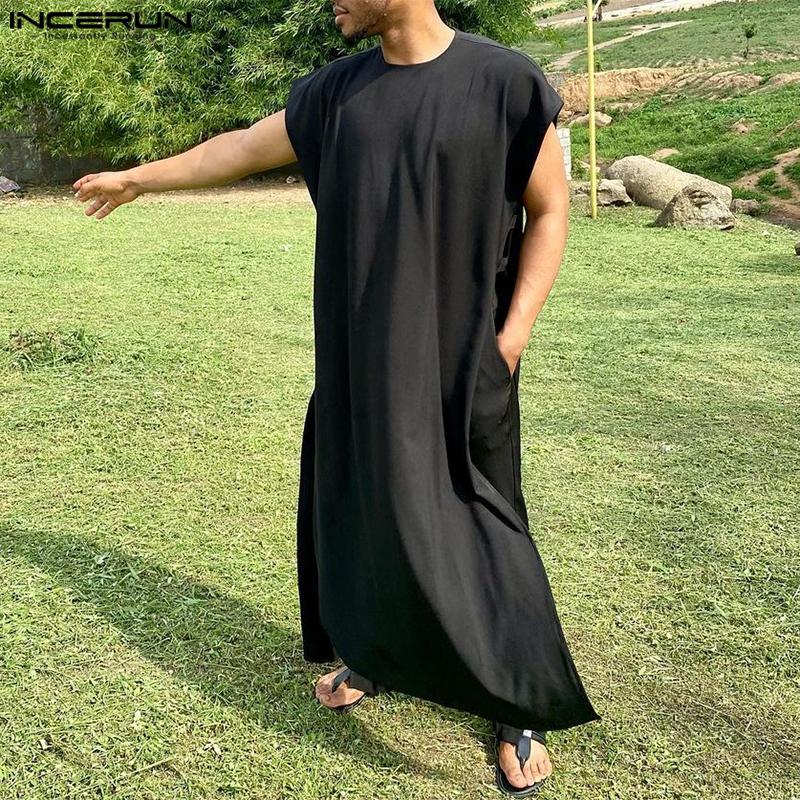 INCERUN Летние мужские комплекты из 2 предметов, топы без рукавов, длинные брюки с эластичной резинкой на талии