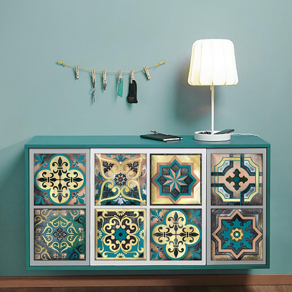 10 шт., настенная наклейка в стиле мандалы, кухонный фартук, маслостойкий шкаф, умывальник, пилинг и; Водонепроницаемые художественные наклейки на стены