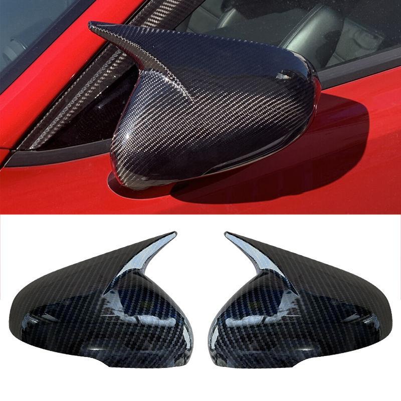 1 Pair Black Carbon Fiber Style OX Horn Side Rearview Mirror Cover Trim Fit for Kia Stinger 2018 New