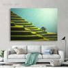 Вьетнамские рисовые поля, холст с принтом, маленькая хижина над террасой, рисовое поле, Му Кан Чай, постеры и принты для декора гостиной, Куадрос